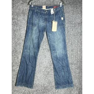 Express X2 Slim Fit W11 Flare Leg Jeans Womens Size 6 Blue Denim Patch Pocket‎